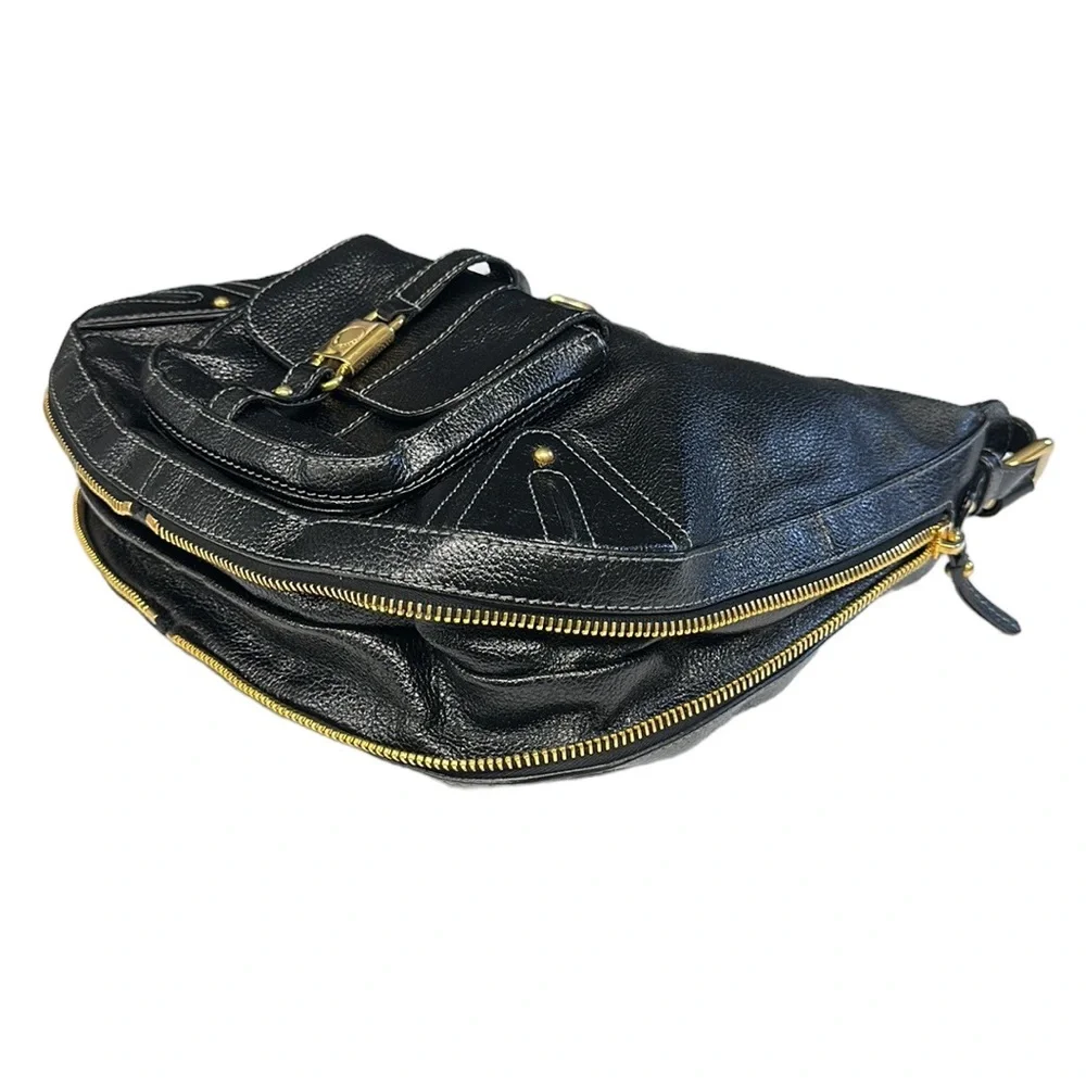 Marc Jacobs Pebble Leather Hobo Bag Purse Expandable Zipper Bottom Made in Italy